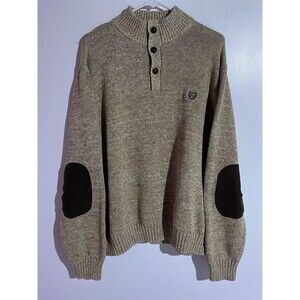Chaps Pullover Sweater Mens XL Brown Elbow Patches Grandpacore Preppy Goblincore